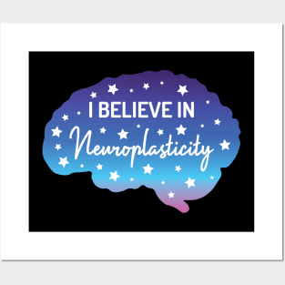 I Believe in Neuroplasticity | Black | Blue Pink Gradient Posters and Art